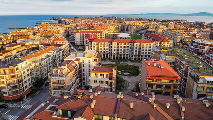 Fototapeta na wymiar Aerial view of the Pomorie city in Bulgaria
