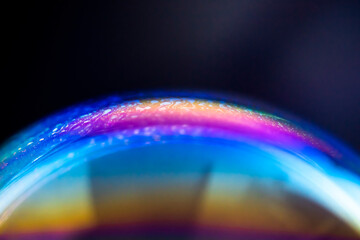 Macro photography of soap bubbles on dark background