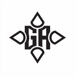 GA Logo monogram with four cone rounded by the shape design template on white background