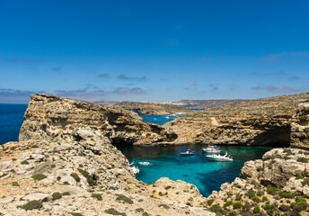 Malta, Comino island, panoramic view of the cliffs and the sea