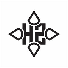 HZ Logo monogram with four cone rounded by the shape design template on white background