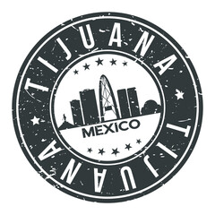 Tijuana Mexico Round Stamp Icon Skyline City Design Badge Rubber.