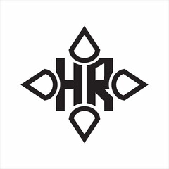 HR Logo monogram with four cone rounded by the shape design template on white background