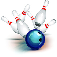 Bowling ball crashing into the pins