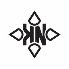 KN Logo monogram with four cone rounded by the shape design template on white background