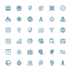 Editable 36 geography icons for web and mobile