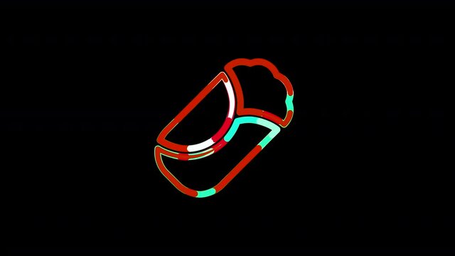 Circles gather in symbol burrito. After it crumbles in a line and moves to the camera. Alpha channel black