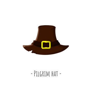 Pilgrim hat. Vector cartoon illustration. Isolated object on white.