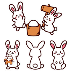 お月見のウサギ　ポーズセット