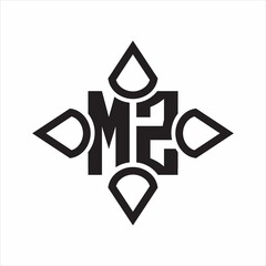 MZ Logo monogram with four cone rounded by the shape design template on white background