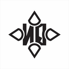 NQ Logo monogram with four cone rounded by the shape design template on white background