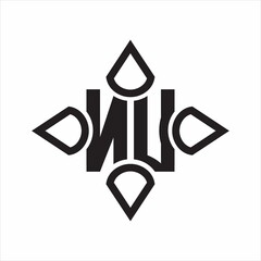 NU Logo monogram with four cone rounded by the shape design template on white background