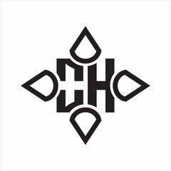 OH Logo monogram with four cone rounded by the shape design template on white background