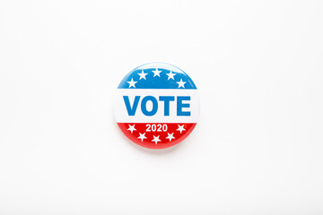 Vote button in red, white, and blue colors with stars isolated