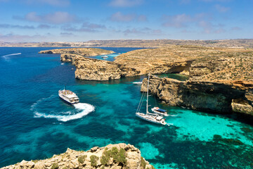 Malta, Comino island, panoramic view of the cliffs and the sea