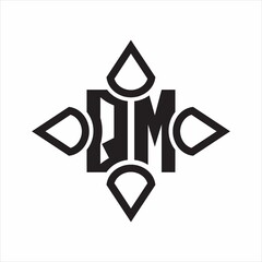 QM Logo monogram with four cone rounded by the shape design template on white background