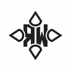 RW Logo monogram with four cone rounded by the shape design template on white background