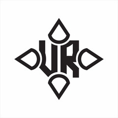 VR Logo monogram with four cone rounded by the shape design template on white background