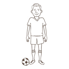Vector Outline Character - Young Man in Football Equipment
