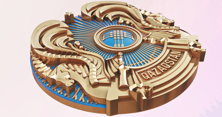 coat of arms of the Republic of Kazakhstan 3d render