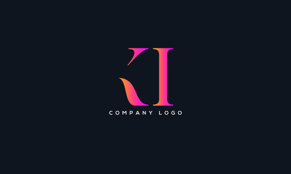 Abstract creative minimal and unique alphabet letter icon logo KI