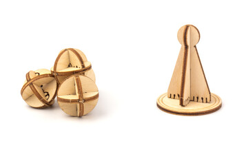 Children's wooden toys.The constructor is made of natural wood for children