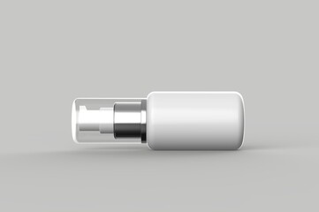 White Plastic Cosmetic Bottles on White Background