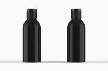 black plastic bottle on white background