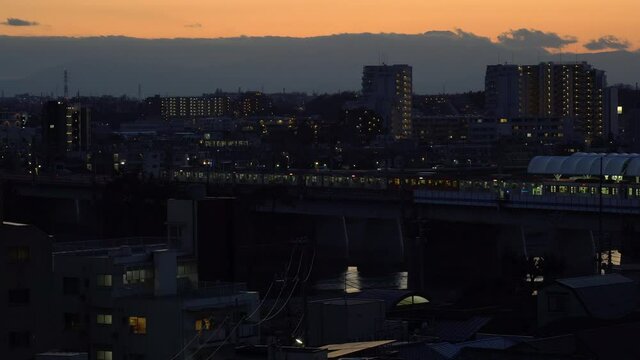 東京の風景　二子玉川の夕焼け