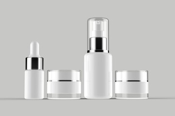 set of cosmetic bottles isolated