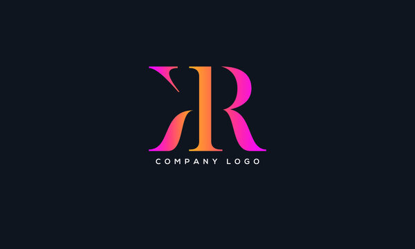 Abstract creative minimal and unique alphabet letter icon logo KR