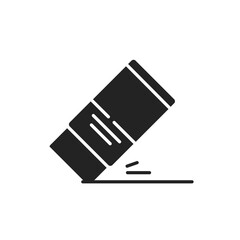 Eraser black glyph icon. Mistake removal tool concept. School, office supplies. Sign for web page, mobile app, banner, social media