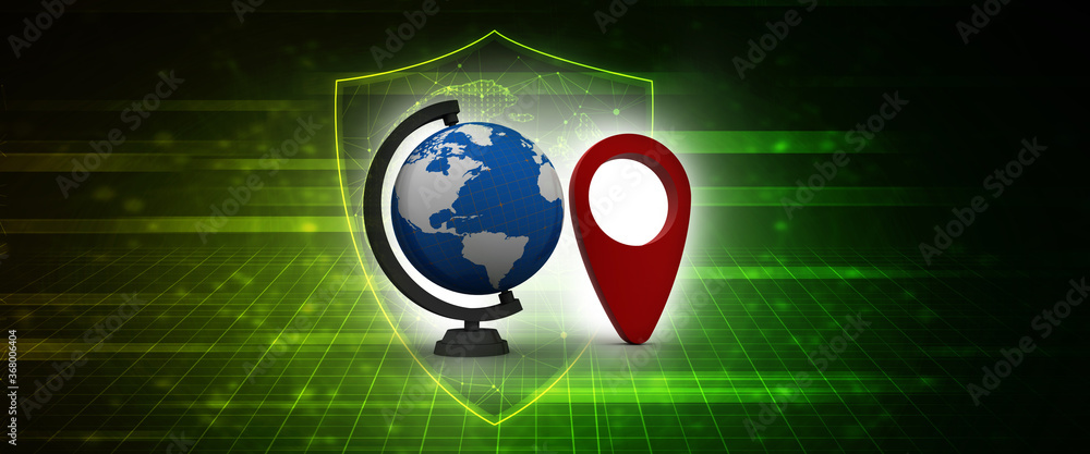 Fototapete 3d rendering red map pointer in card box