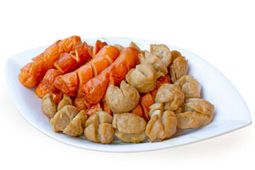 Meatballs in white plate on white background with clipping path
