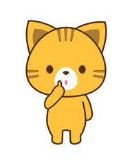 「静かに」のポーズをする猫のイラスト