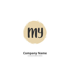 M Y MY Initial handwriting and signature logo design with circle. Beautiful design handwritten logo for fashion, team, wedding, luxury logo.