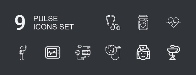 Editable 9 pulse icons for web and mobile