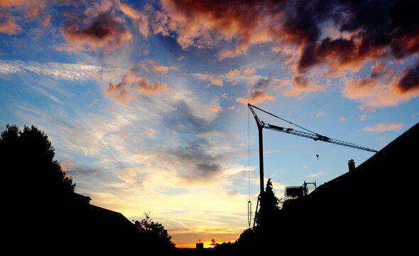 Crane At Sunset