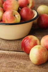 Juicy nectarines on a wooden table macro