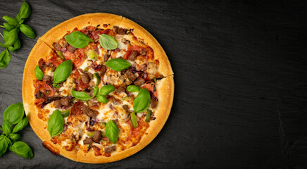 Traditional Italian Supreme Pizza with Meat Mix