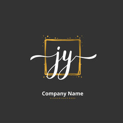 J Y JY Initial handwriting and signature logo design with circle. Beautiful design handwritten logo for fashion, team, wedding, luxury logo.