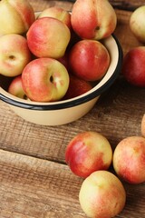 Juicy nectarines on a wooden table macro