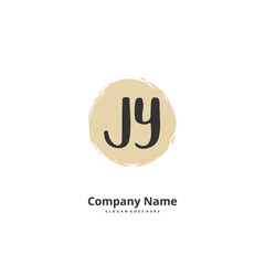 J Y JY Initial handwriting and signature logo design with circle. Beautiful design handwritten logo for fashion, team, wedding, luxury logo.