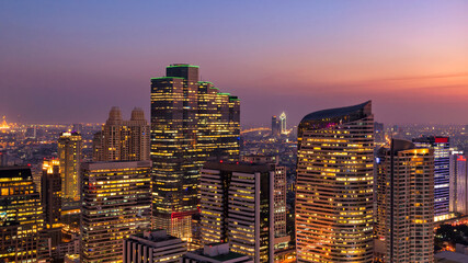 Panorama Cityscape view of Bangkok modern office business building in business zone at Bangkok,Thailand. Bangkok is the capital of Thailand and also the most populated city in Thailand.