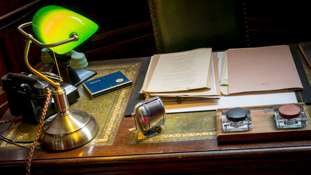 Bletchley, England - June 21, 2015: Props from the film 'The Imitation Game' filmed at Bletchley Park in Milton Keynes based on events that happened at Bletchley during world war two
