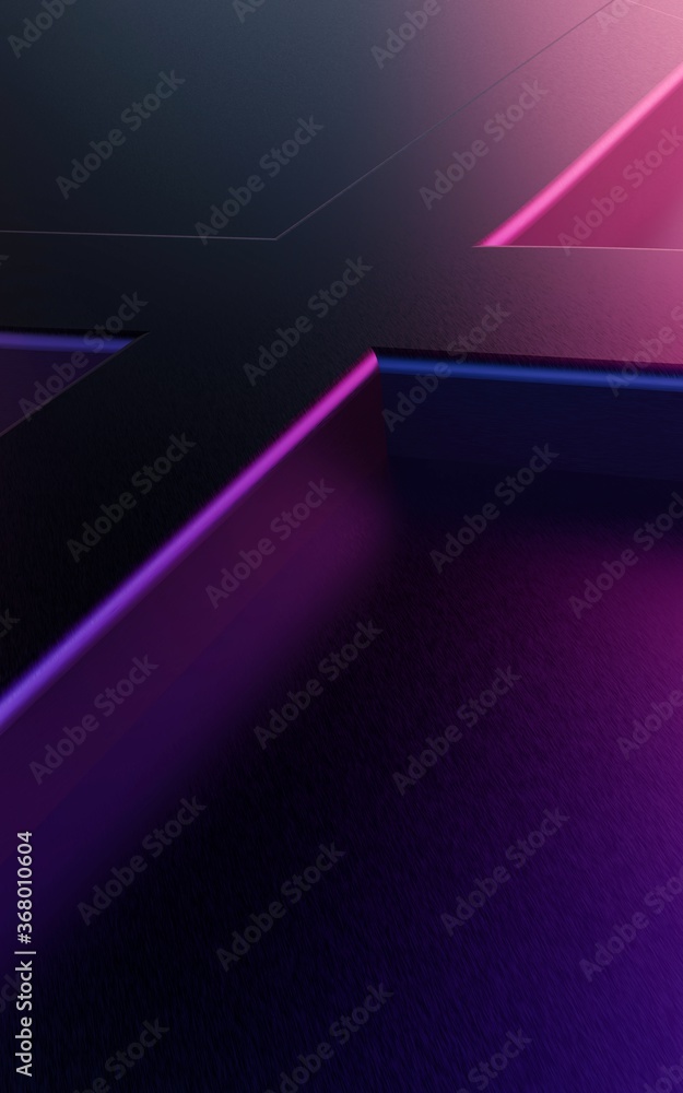 Poster illustration of a 3d rendering of background design with crossing lines in a dark purple color