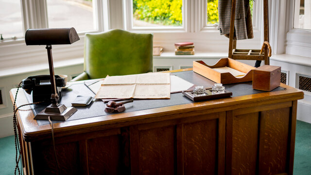 Bletchley, England - June 21, 2015: Props from the film 'The Imitation Game' filmed at Bletchley Park in Milton Keynes based on events that happened at Bletchley during world war two