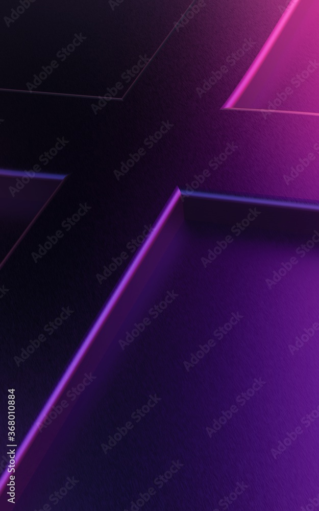 Poster illustration of a 3d rendering of background design with crossing lines in a dark purple color
