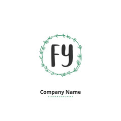 F Y FY Initial handwriting and signature logo design with circle. Beautiful design handwritten logo for fashion, team, wedding, luxury logo.