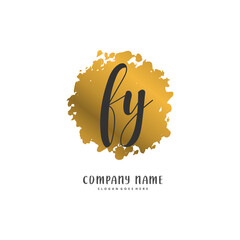 F Y FY Initial handwriting and signature logo design with circle. Beautiful design handwritten logo for fashion, team, wedding, luxury logo.